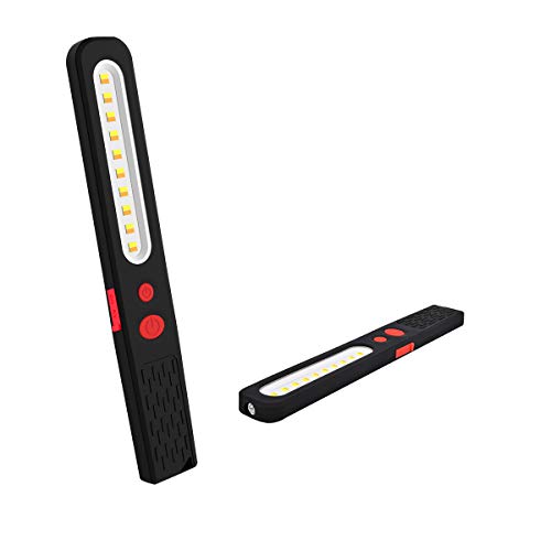 AuRiver Linterna de Trabajo COB LED, Luz de Trabajo portátil con Modo de Doble Color Recargable 2 en 1 de lámpara Dual súper Brillante con 2 Paneles magnéticos en la Espalda para Camping,Taller