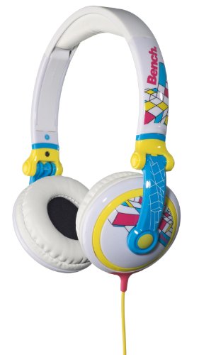 Bench Rhythm Geo - Auriculares de diadema, color blanco, rosa, azul y amarillo Bench Rhythm Geo - Auriculares de diadema, color blanco, rosa, azul y amarillo