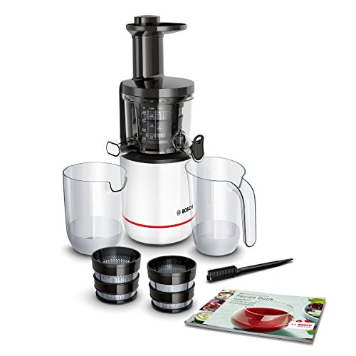 Bosch MESM500W VitaExtract Extractor de jugos, 150 W, 2 filtros, con tecnología de prensado lento, color blanco