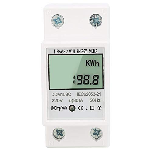 Broco Medidor de energía, Digital Display LCD monofásicos carril DIN energía electrónica Medidor de KWh 5-80A DDM15SC Broco Medidor de energía, Digital Display LCD monofásicos carril DIN energía electrónica Medidor de KWh 5-80A DDM15SC
