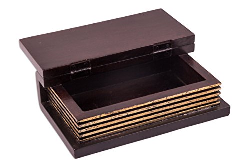 Caja para libros de lujo "Antiqua Black", de madera maciza, estilo colonial, color negro y dorado