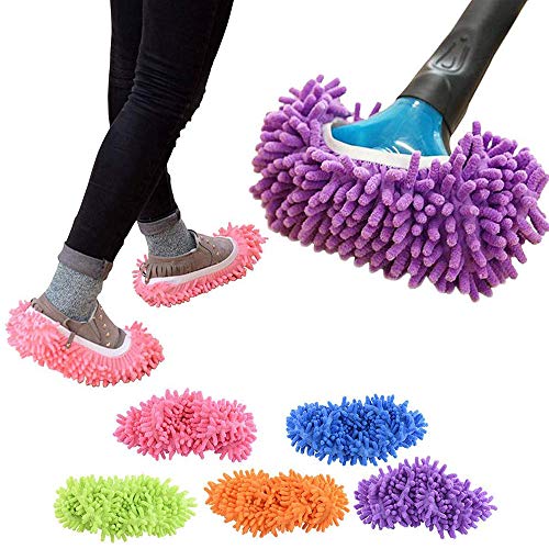 Cali Jade Juego de 5 pares de zapatos de limpieza suaves y lavables, de microfibra reutilizables, para limpieza de suelos, EUR35-40