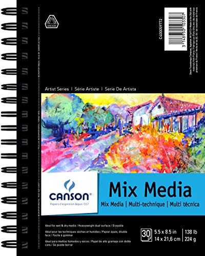 Canson Mix Media - Libreta, 30 Hojas, 14 cm x 21,6 cm