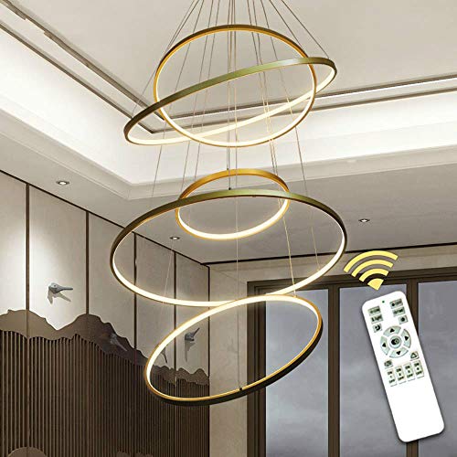 Creative Cirlce Modern LED Chandelier Black&White&Gold&Silver Rings Led Ceiling Chandelier Lighting For Living room Dining room,Black frame,40 60 80 60 40CM 5R