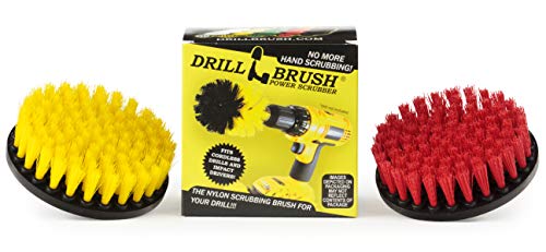Deck Brush - Pool Brush - Grout Cleaner - Drill Brush - Spin Brush Two Piece Kit - Grout Cleaner - Concrete Bird Bath, Benches, Statuary - Hard Water, Calcium, Mineral Deposits, Soap Scum, Rust Stains