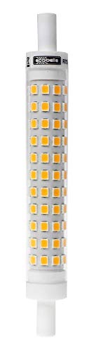 ECOBELLE® 1 x Bombilla LED R7S de Cerámica (para mejor refrigeración) 9W 950 Lúmenes, Color Blanco Cálido 3000K, 118 mm x 14 mm (Bombilla Super Slim), 360 grados