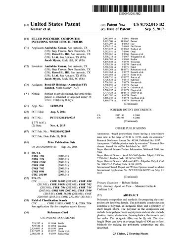 Filled polymeric composites including short length fibers: United States Patent 9752015 (English Edition)