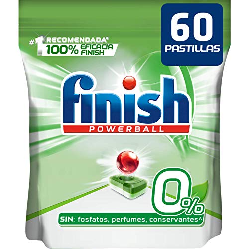 Finish Powerball 0% - Pastillas para el lavavajillas todo en 1 - formato 60 unidades