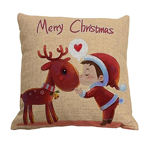 Fundas de Almohada Elk de Navidad Fundas de cojín Cuadrado Throw Pillow Cubre Home Sofa Car Decoration 45x45cm