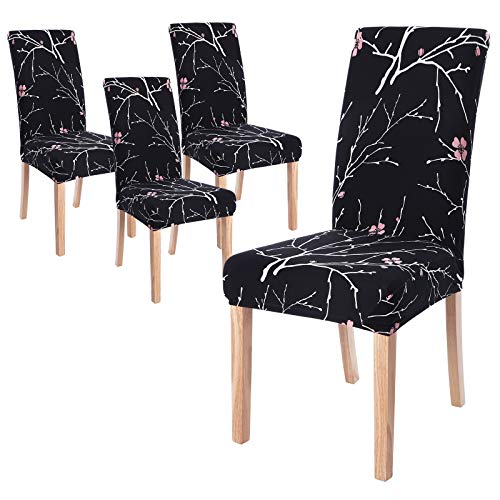Fundas de Silla de Comedor Elásticas y Modernas,Extraíbles y Lavables, Fundas de Licra para sillas Altas 4 Piezas Fundas Protectoras para sillas (Flor Negro, Juegos de 4) … Fundas de Silla de Comedor Elásticas y Modernas,Extraíbles y Lavables, Fundas de Licra para sillas Altas 4 Piezas Fundas Protectoras para sillas (Flor Negro, Juegos de 4) …