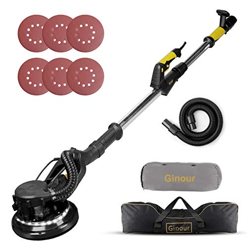 Ginour Lijadora de pared, 1800RPM Lijadora Pared y Techo, 7 Velocidades Ajustables, Sistema de Autolimpieza, Mango Telescópico, Manguera de polvo, para quitar gotele, alise la pared Ginour Lijadora de pared, 1800RPM Lijadora Pared y Techo, 7 Velocidades Ajustables, Sistema de Autolimpieza, Mango Telescópico, Manguera de polvo, para quitar gotele, alise la pared