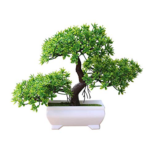 Goodtimes28 ofertas de liquidación, planta artificial, diseño de bonsái, de pino de bienvenida, decoración del hogar, color verde