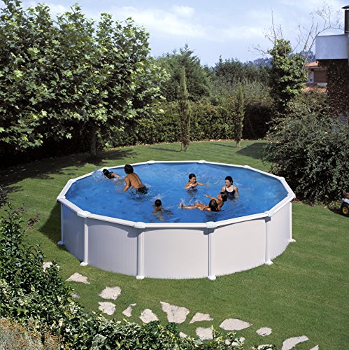 Gre KITPR558 Atlantis - Piscina Elevada Redonda, Aspecto Acero Blanco, 550 x 132 cm