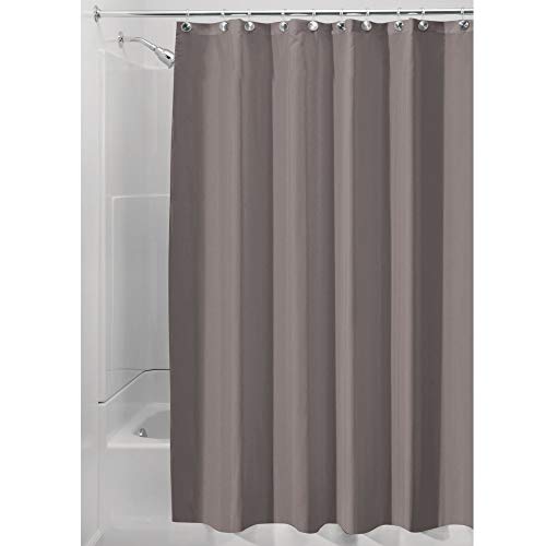 iDesign Cortinas de baño de tela, cortina impermeable de poliéster con tamaño de 180,0 cm x 200,0 cm, cortina de ducha lavable con borde reforzado, gris topo