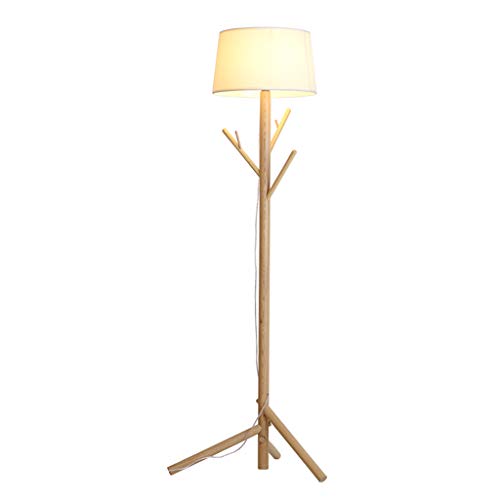 Lámpara De Pie De Madera Maciza, Lámpara De Mesa Con Suspensión De Pantalla De Tela, Interruptor De Pie De Cuerpo De Lámpara De Rama De árbol, Para Sala De Estar, Dormitorio, Estudio De Cabecera, Balc