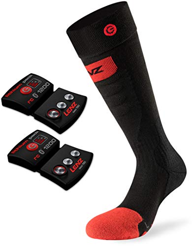 LENZ Heat 5.0 Toe Cap Slim FIT Socken Black/Red/Grey 2018 INKL. Lithium rcB 1200 Pack, 39-41