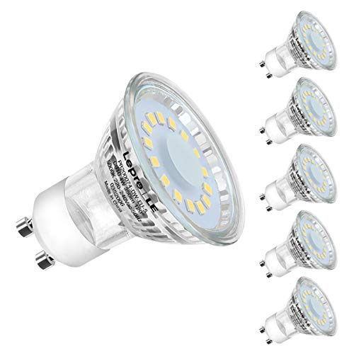 Lepro Bombillas LED GU10 4W, Equivalente 50W Halógena 350 lumen Blanco Frío 5000k, Ángulo de haz de 120°, Paquete de 5