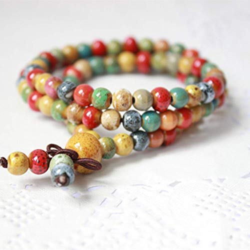 LIIYANN Ceramic Bracelet Literary 108 Beads Rosary Bracelet Bohemian Accessories Transport Gifts (Color : A) Gift