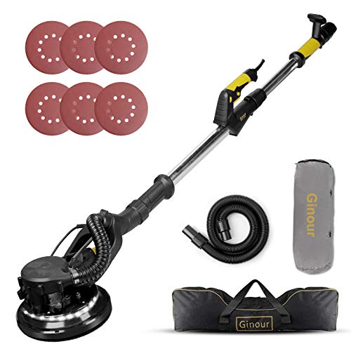 Lijadora de Pared, Ginour Lijadora de Techo, 7 Velocidades Ajustables, Sistema de Autolimpieza, Mango Telescópico, 4 M Manguera de polvo, 1800RPM, Adaptadores de conexión, para quitar gotele Lijadora de Pared, Ginour Lijadora de Techo, 7 Velocidades Ajustables, Sistema de Autolimpieza, Mango Telescópico, 4 M Manguera de polvo, 1800RPM, Adaptadores de conexión, para quitar gotele