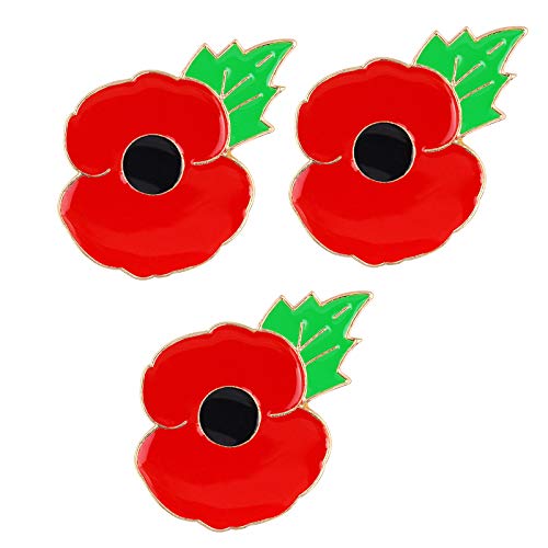 Lijia 3 Piezas Broche de Amapola,Broche de Flor de Amapola roja,Insignia de Broche de Pin de Solapa de Amapola roja Unisex con Hojas Verdes para Que no olvidemos el Regalo del Día de los Veteranos Lijia 3 Piezas Broche de Amapola,Broche de Flor de Amapola roja,Insignia de Broche de Pin de Solapa de Amapola roja Unisex con Hojas Verdes para Que no olvidemos el Regalo del Día de los Veteranos