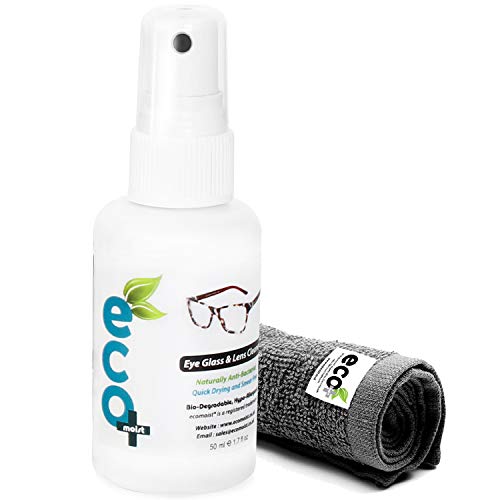 Líquido limpiador óptico de gafas y lentes, con toalla de microfibra fina, completamente natural, producto responsable con el medio ambiente, sin amoniaco ni alcohol. Limpia todo rastro de polvo y manchas. Para gafas, gafas de sol, gafas de lectura, para 