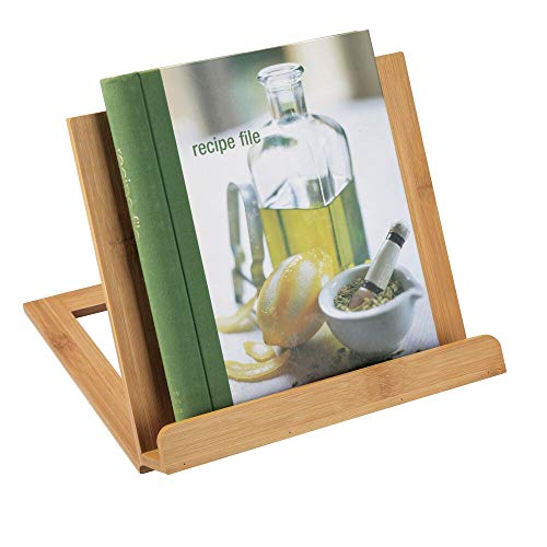 mDesign Atril de Madera – Atril para Libros Plegable con Cuatro Posiciones Diferentes – Ideal para apoyar Libros de Recetas en la Cocina – También Adecuado como Soporte para Tablet – Natural