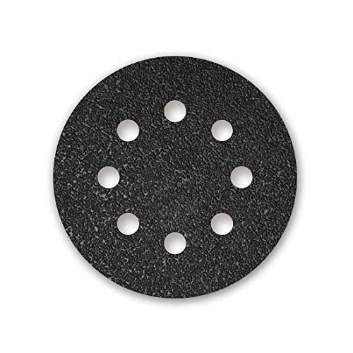 MENZER Black Discos Abrasivos con Velcro, 125 mm, 8 Agujeros, Grano 36, para Lijadoras Roto Orbitales, Carburo de Silicio (25 Piezas)