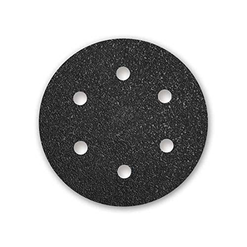 MENZER Black Discos Abrasivos con Velcro, 150 mm, 6 Agujeros, Grano 24, para Lijadoras Roto Orbitales, Carburo de Silicio (25 Piezas)