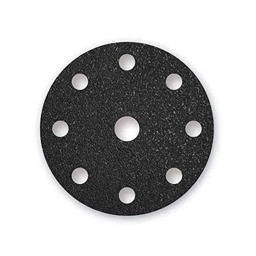 MENZER Black Discos Abrasivos con Velcro, 150 mm, 9 Agujeros, Grano 36, para Lijadoras Roto Orbitales, Carburo de Silicio (25 Piezas)