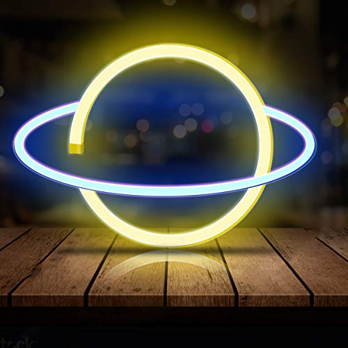 Neon Light LED Planet Neon Signs, Planet Shaped Neon Sign Wall Decor USB/Battery Night Light for Bedroom Wedding Party Bar Pub Hotel Beach Kids Girls Room Wall Decor Accessory (Blue and white) Neon Light LED Planet Neon Signs, Planet Shaped Neon Sign Wall Decor USB/Battery Night Light for Bedroom Wedding Party Bar Pub Hotel Beach Kids Girls Room Wall Decor Accessory (Blue and white)