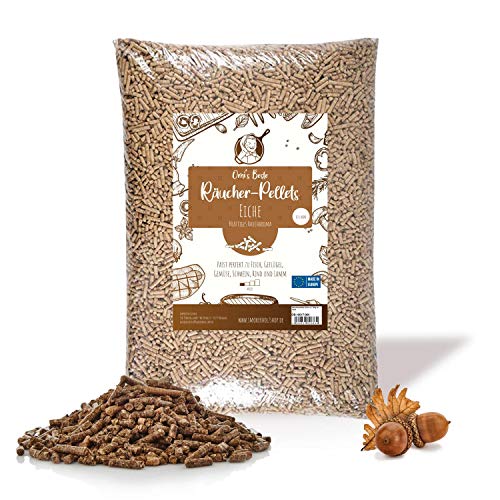 Omi's BESTE© Pellets para ahumar (12-25mm de Largo) Roble - Saco de Aprox. 10 kg | Virutas de Madera para ahumador y Barbacoa | Aromatizante Natural para un Fuerte Sabor a Humo - Pellets para asado Omi's BESTE© Pellets para ahumar (12-25mm de Largo) Roble - Saco de Aprox. 10 kg | Virutas de Madera para ahumador y Barbacoa | Aromatizante Natural para un Fuerte Sabor a Humo - Pellets para asado