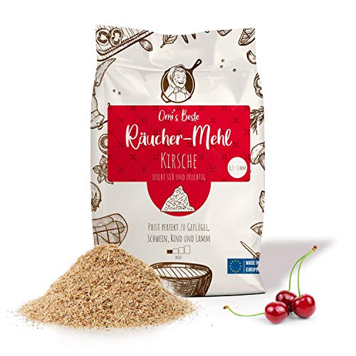 Omi's BESTE© Serrín para ahumar Ø 0,3-1mm Cereza - Saco de Aprox. 650 g | Harina de Madera para ahumador y Barbacoa | Aromatizante Natural para un Fuerte Sabor a Humo - Virutas para asado Omi's BESTE© Serrín para ahumar Ø 0,3-1mm Cereza - Saco de Aprox. 650 g | Harina de Madera para ahumador y Barbacoa | Aromatizante Natural para un Fuerte Sabor a Humo - Virutas para asado