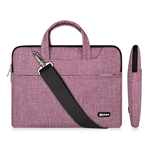 Qishare 11,6-12 Pulgadas Multifuncional portátil Hombro Bolsa maletín portátil de Ordenador portátil Caso Portador de la Ordenador portátil Messenger Caso(11,6-12 Pulgadas,Líneas púrpuras)