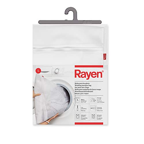 Rayen Bolsa Protege su Ropa | con Cremallera | Cierre de Seguridad | para Lavadora y Secadora | Talla L: 55 x 80 cm, Blanco