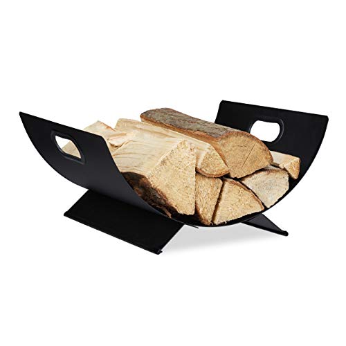 Relaxdays Cesta de metal para leña de chimenea, almacenamiento interior, 18,5 x 40,5 x 33 cm, grande, color negro Relaxdays Cesta de metal para leña de chimenea, almacenamiento interior, 18,5 x 40,5 x 33 cm, grande, color negro