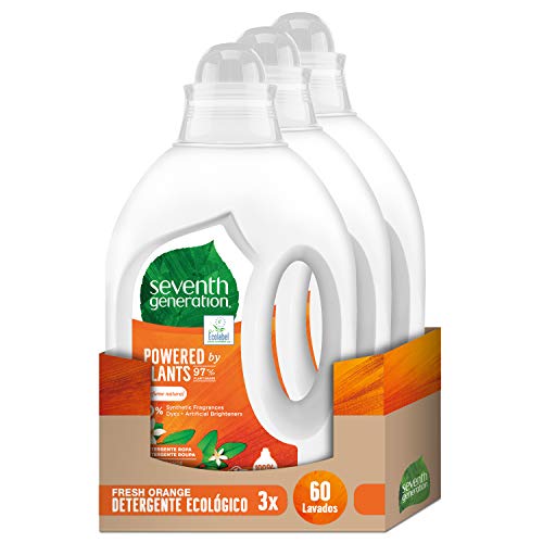 Seventh Generation Fresh Orange Detergente Ecológico para Ropa - 3 x 20 Lavados, Total: 60 Lavados