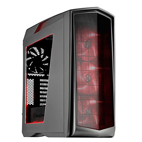 SilverStone SST-PM01TR-W - Carcasa de ordenador para juego Primera Midi Torre ATX, Rendimiento silencioso con alto flujo de aire, con ventana, LED rojo, titanio
