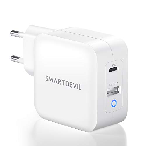 SmartDevil 65W Cargador USB C Power Delivery, Mini Carga Rápida PD para iPhone 12/12 Pro/12 Mini/12 Pro MAX/SE 2020/11/Pro/Pro MAX/XS MAX/XS/XR/X, Galaxy S20/S20+/S10, iPad Air 4/iPad Pro, Airpods Pro