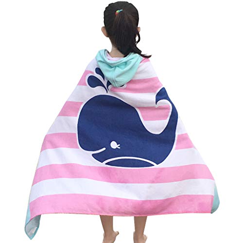 Toalla con capucha para baño y playa para niños 76 cm * 127 cm, absorbente suave, 100% algodón, tiburón y ballena, niños niñas nadar encubrir