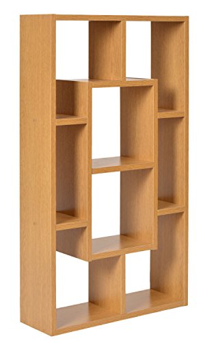 Ts-ideen – Estante, Armario, Mueble de 8 compartimentos, madera con efecto roble, mesa, 48 x 85 cm, para guardar CD, DVD, libros, televisión