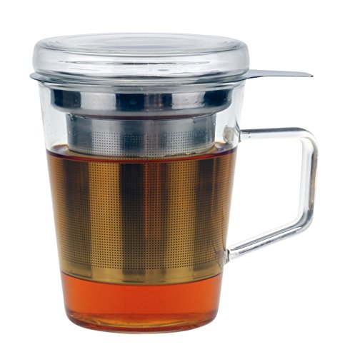 Urban Lifestyle Yoshi - Taza de té con tapa de cristal y filtro de acero inoxidable, 300 ml