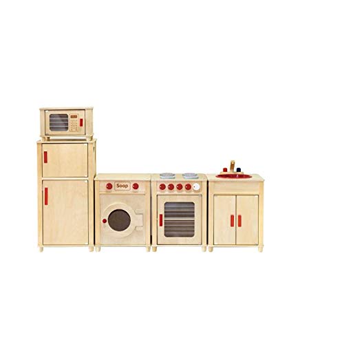 Viga - Juego de cocina de madera para niños, para nevera, microondas, horno y lavadora, y fregadero Viga - Juego de cocina de madera para niños, para nevera, microondas, horno y lavadora, y fregadero