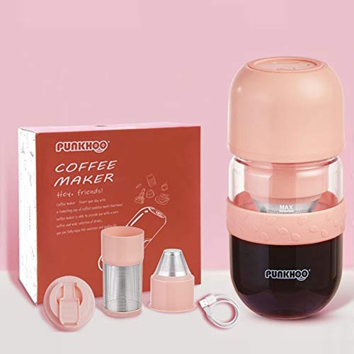 Yucong Cafetera Portátil - Batidora de Vaso Individual - Mini Cafetera de Viaje - Cafetera Espresso - Máquina de café Espresso Portátil Licuadora - Taza De Jugo Coche y Camping（Pink）