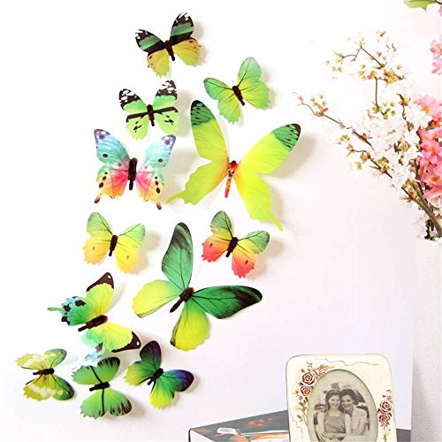 12 PCS/Lot PVC 3D DIY Mariposa Pegatinas De La Pared Imán De Nevera,4