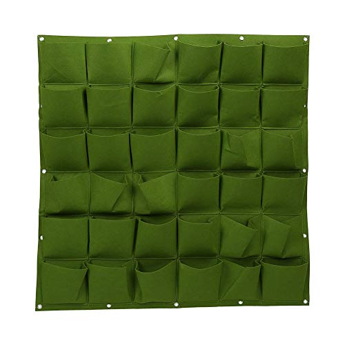 36 Bolsillos Bolsas para Plantas de Pared - Jardinera Vertical de Jardín Bolsas de Plantación Colgante Interior y Exterior Maceta Vertical para Plantas Hierbas, Verduras, Flores (verde)