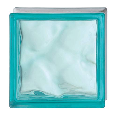 6 Piezas Bloque de vidrio Bormioli Rocco Ondulado Turquesa | cm 19x19x8 | Unidad de venta 1 caja de 6 pzas