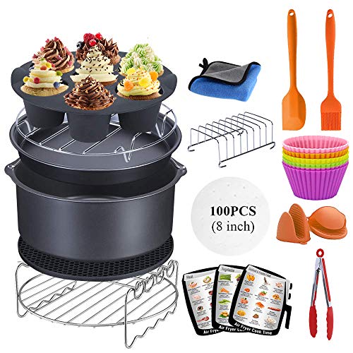Accesorios para la freidora de aire, kits universales de accesorios, con la forma por el pastel/cacerola por la pizza/apoyo metálico/asador de espetón/forma para el pan/tapete de silicona (8inch) Accesorios para la freidora de aire, kits universales de accesorios, con la forma por el pastel/cacerola por la pizza/apoyo metálico/asador de espetón/forma para el pan/tapete de silicona (8inch)