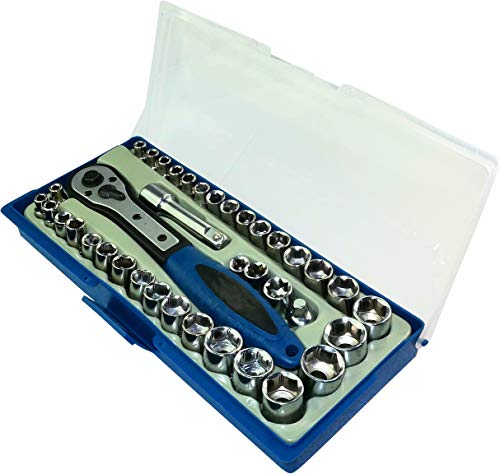 AERZETIX - Juego de 38 Piezas/Maletín/Caja con Vasos - DR 1/4'' de 4 a 13mm - DR SAE 1/4'' de 5/32'' a 9/16'' - DR SAE 3/8'' 9/16, 5/8'' - DR 3/8'' 14, 15mm - SAE 1/4'' 1/4, 5/16, 3/8'' - C45884 AERZETIX - Juego de 38 Piezas/Maletín/Caja con Vasos - DR 1/4'' de 4 a 13mm - DR SAE 1/4'' de 5/32'' a 9/16'' - DR SAE 3/8'' 9/16, 5/8'' - DR 3/8'' 14, 15mm - SAE 1/4'' 1/4, 5/16, 3/8'' - C45884