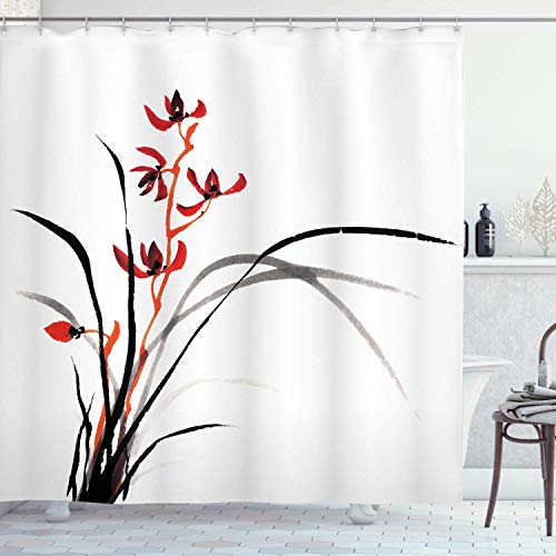 Aliyz Orquídea Silvestre Local con Abedul Reflectante Pintura de Tinta China clásica Baño Cortina de Ducha Durable y fácil de Limpiar Tela Impermeable para baño Ducha Hotel Aliyz Orquídea Silvestre Local con Abedul Reflectante Pintura de Tinta China clásica Baño Cortina de Ducha Durable y fácil de Limpiar Tela Impermeable para baño Ducha Hotel
