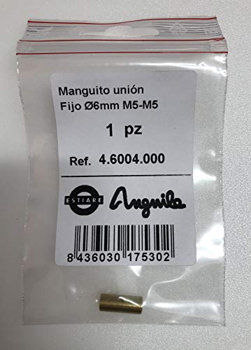 Anguila - Manguito union fijo laton diámetro 6 m5-m5 doble rosca